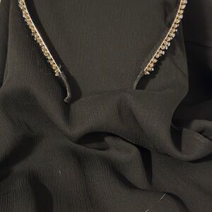 Gold and Black Beaded Crystal Headband for Women with Metal and Clear Accents